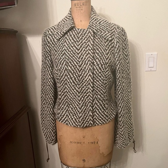Per Se Jackets & Blazers - Per Se Herringbone Wool Blend Boucle Jacket